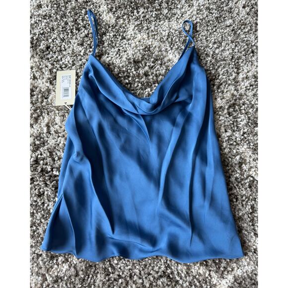 Ramy Brooks NWT Abigail Blue Cowl Neck Satin Blouse Tank Top Cami size XL - Picture 3 of 14